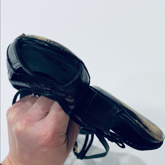 PRADA sz 39 Black Leather Strappy Slingback Heels - Picture 7 of 7